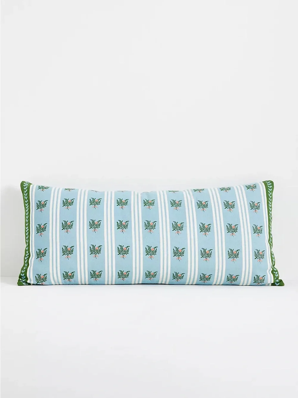 Anthropologie Tess Cotton Screen Printed Floral Striped Pillow
